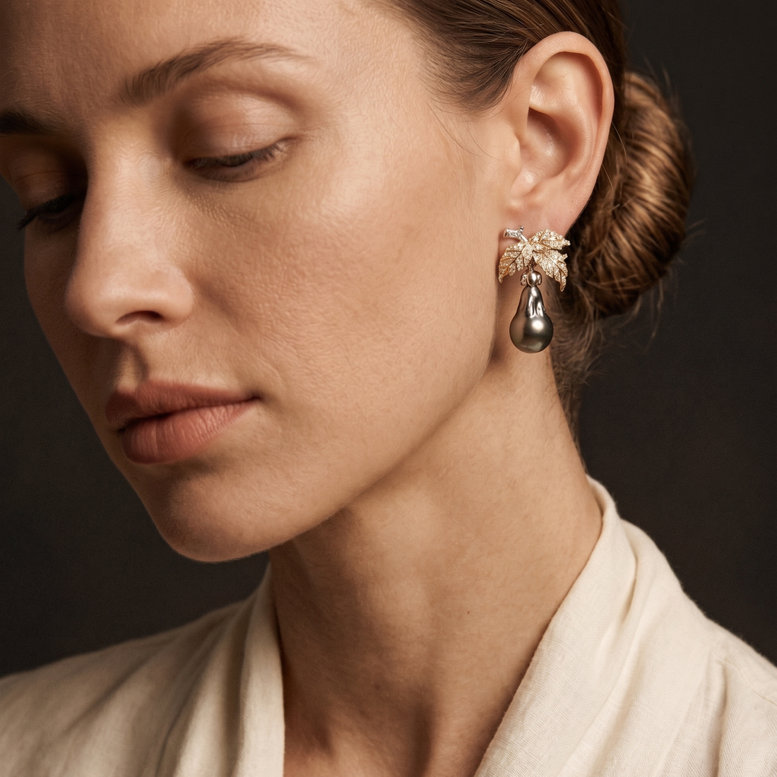 GOLDEN LEAF FRUIT EARRINGS